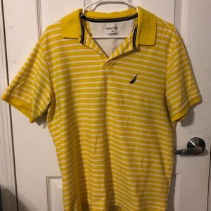 Nautica men’s M yellow and white stripe polo.